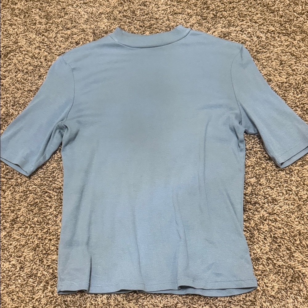 A New Day Soft Blue Ribbed Tee